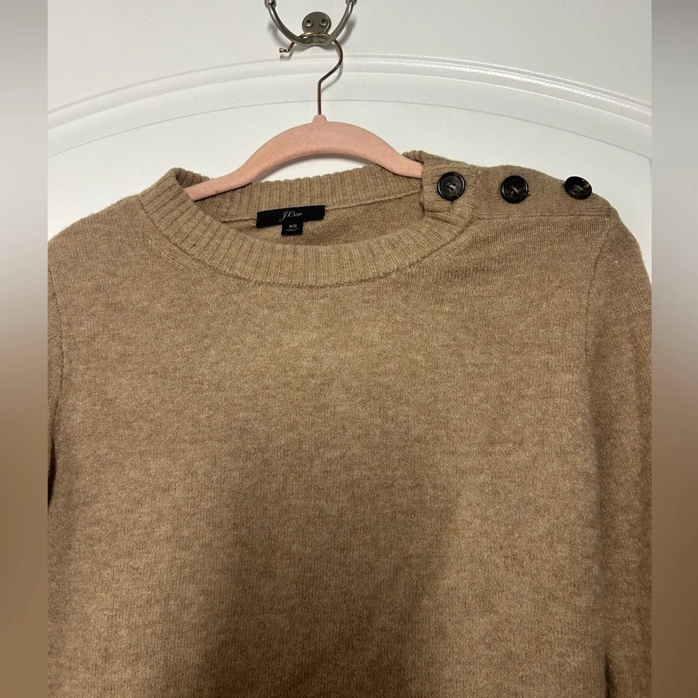 J.Crew Womens Alpaca Wool Blend Tan Crewneck Knit Sweater Size XS Preppy Chic